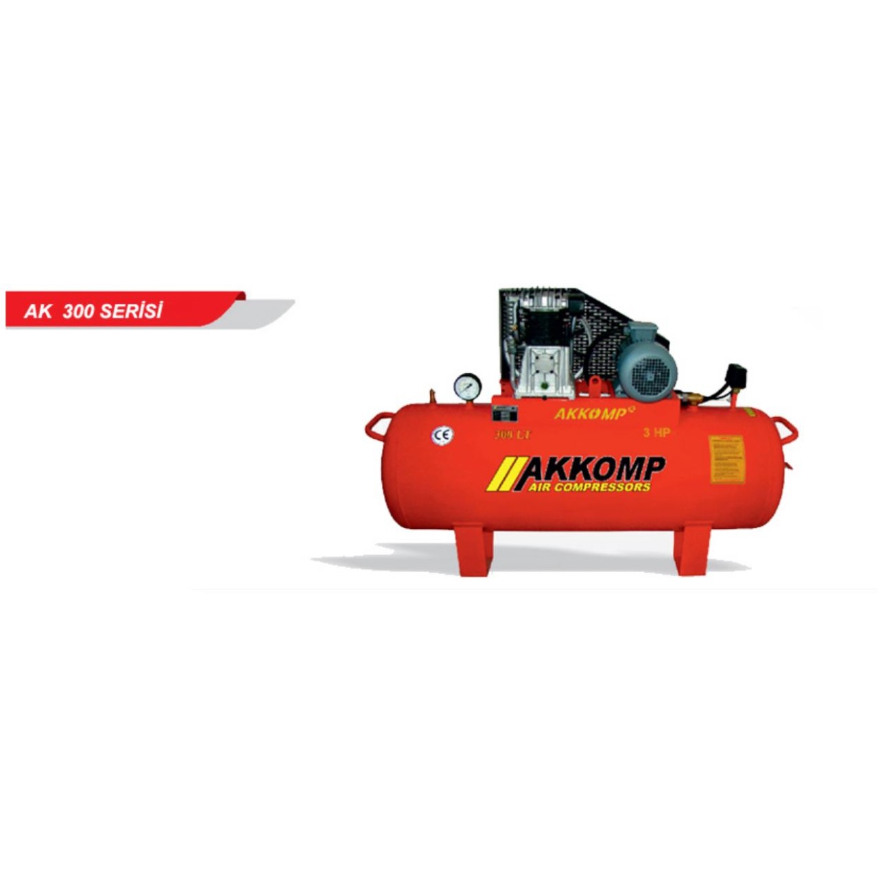 TEK KADEMELİ KOMPRESÖR 4HP 8 BAR 300LT MONOFAZE