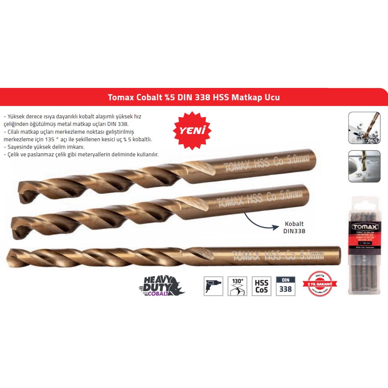 TOMAX HSS338 M.UCU %5 COBALT 3,5MM
