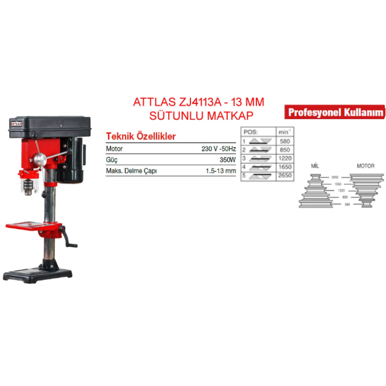 ZJ4113A SÜTUNLU MATKAP 13MM